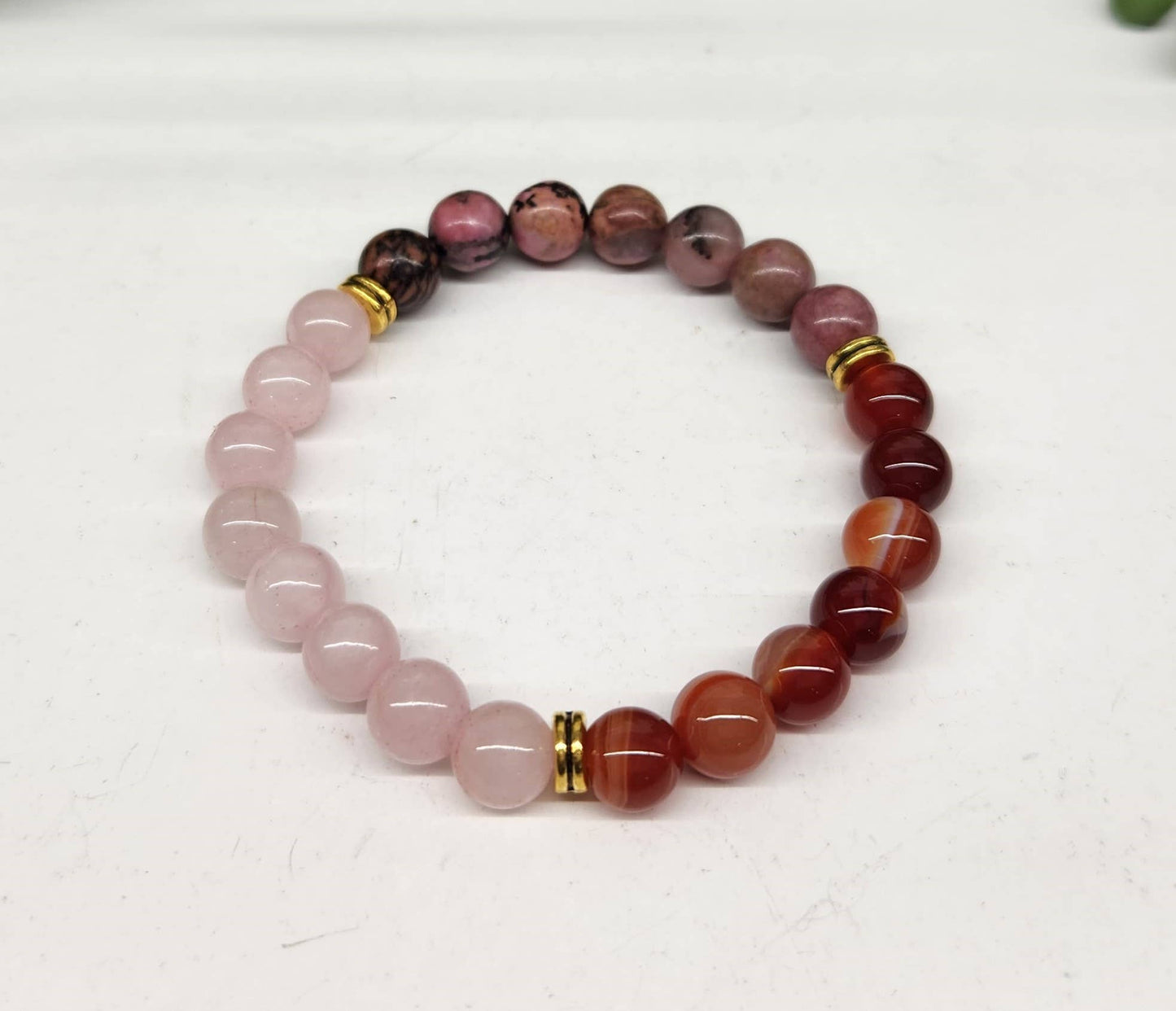 Self Love - Rose Quartz/Banded Carnelian/Rhodonite Bracelet