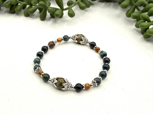Be Present - Unakite/Moss Agate/Picture Jasper Bracelet