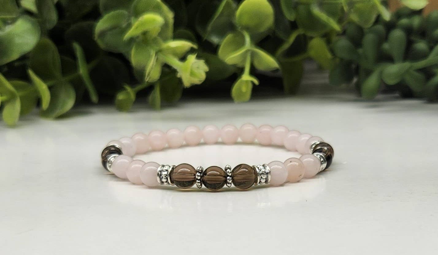 GRIEF/LOSS - Smoky Quartz/Rose Quartz 6mm Bracelet