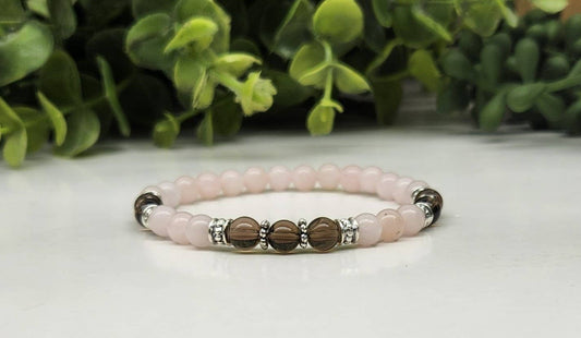 GRIEF/LOSS - Smoky Quartz/Rose Quartz 6mm Bracelet