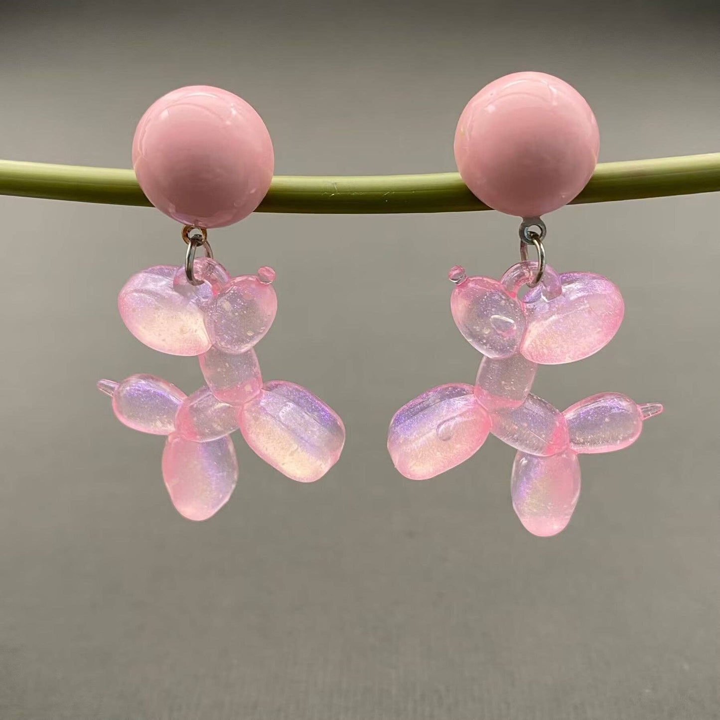 Pink Balloon Dog Earrings