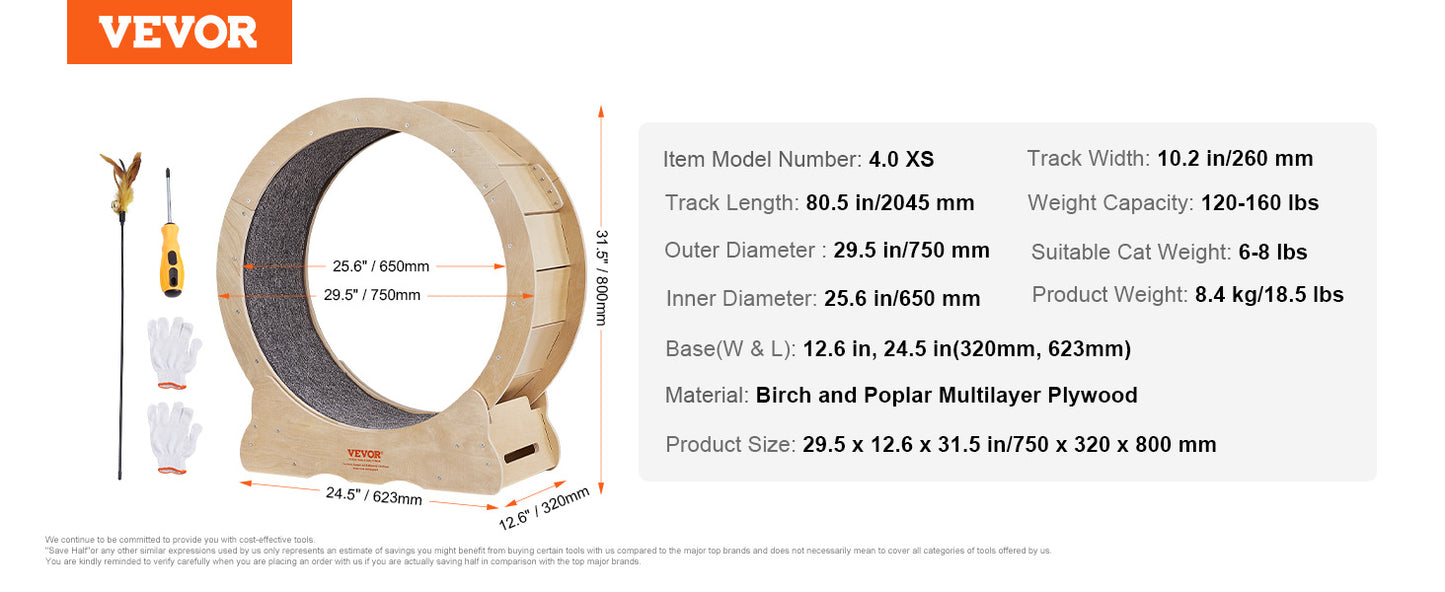 Cat Exercise Wheel with Detachable Carpet
