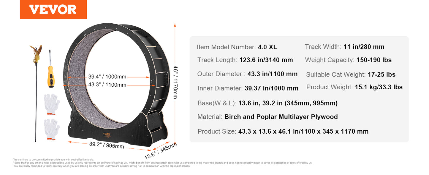 Cat Exercise Wheel with Detachable Carpet