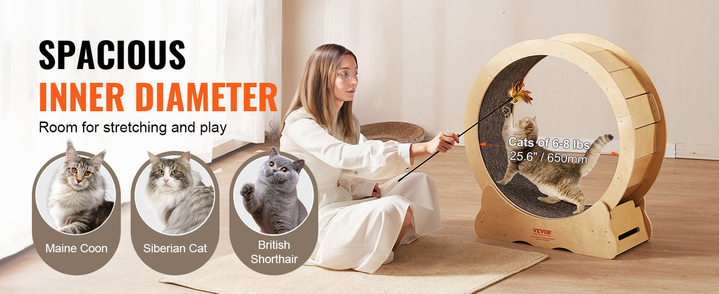 Cat Exercise Wheel with Detachable Carpet