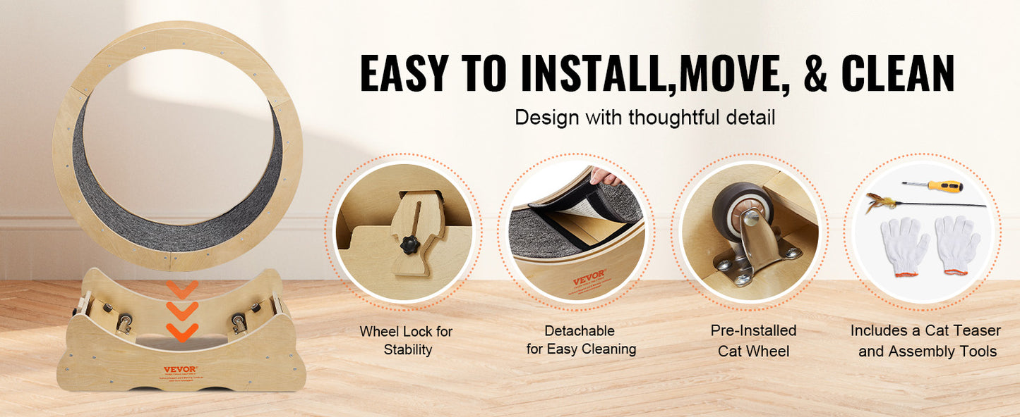 Cat Exercise Wheel with Detachable Carpet