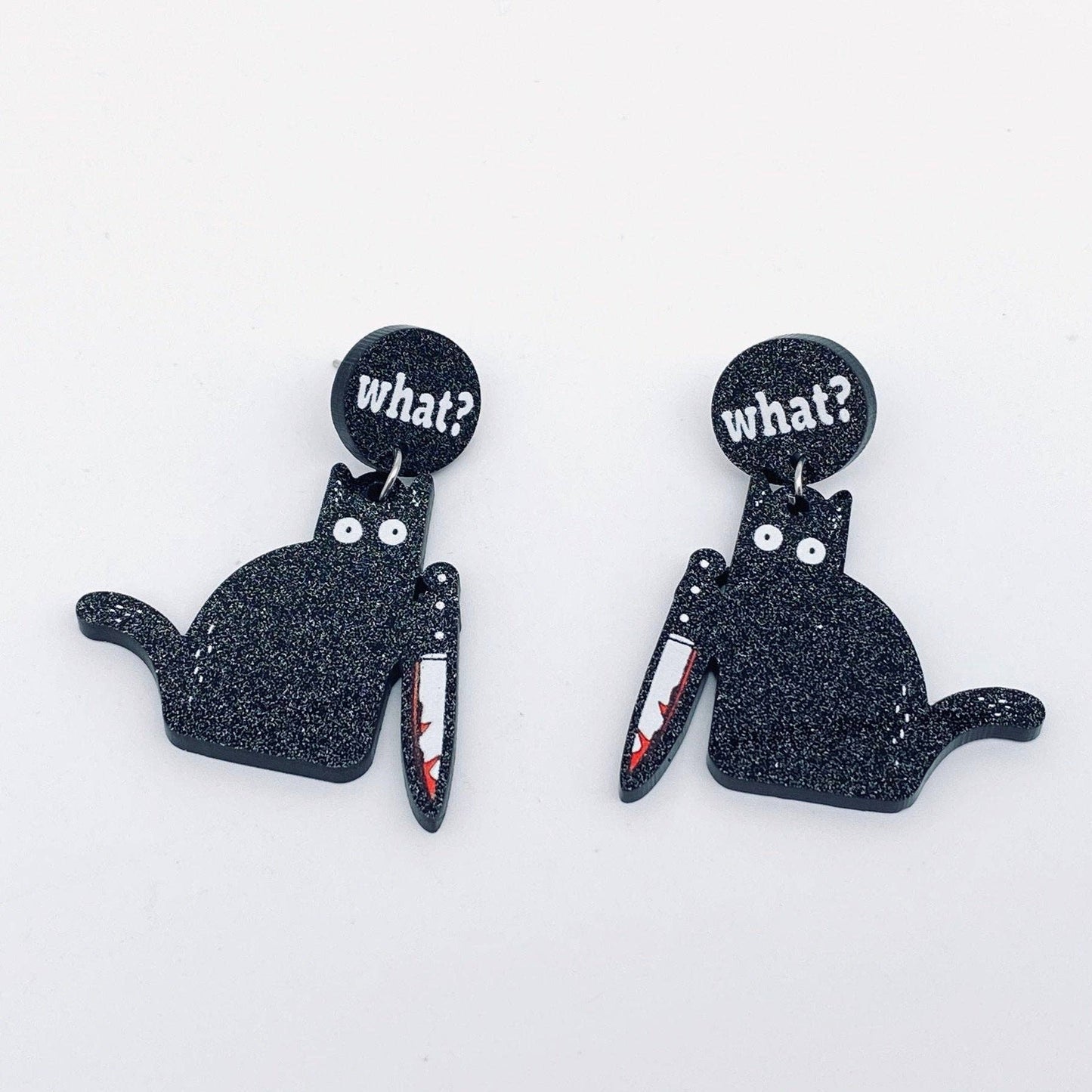 Black Stabby Cat What Earrings