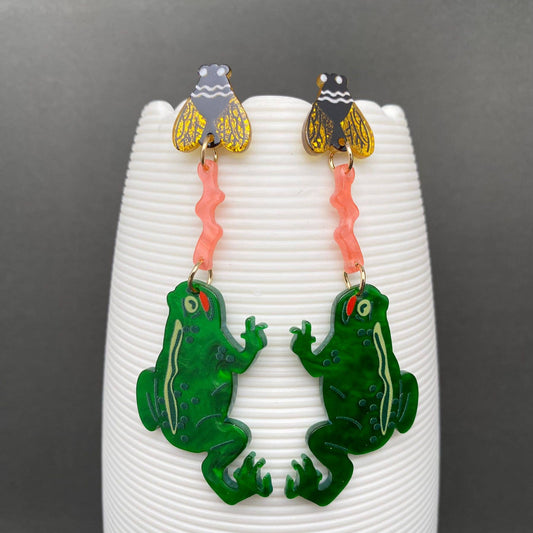 Frog Eating Flies Earrings