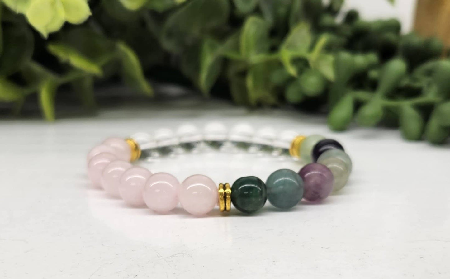 INNER PEACE - Clear Quartz/Rainbow Fluorite/Rose Quartz