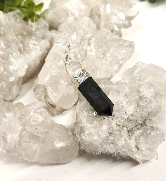Shungite Pendant with Clear Quartz Sphere