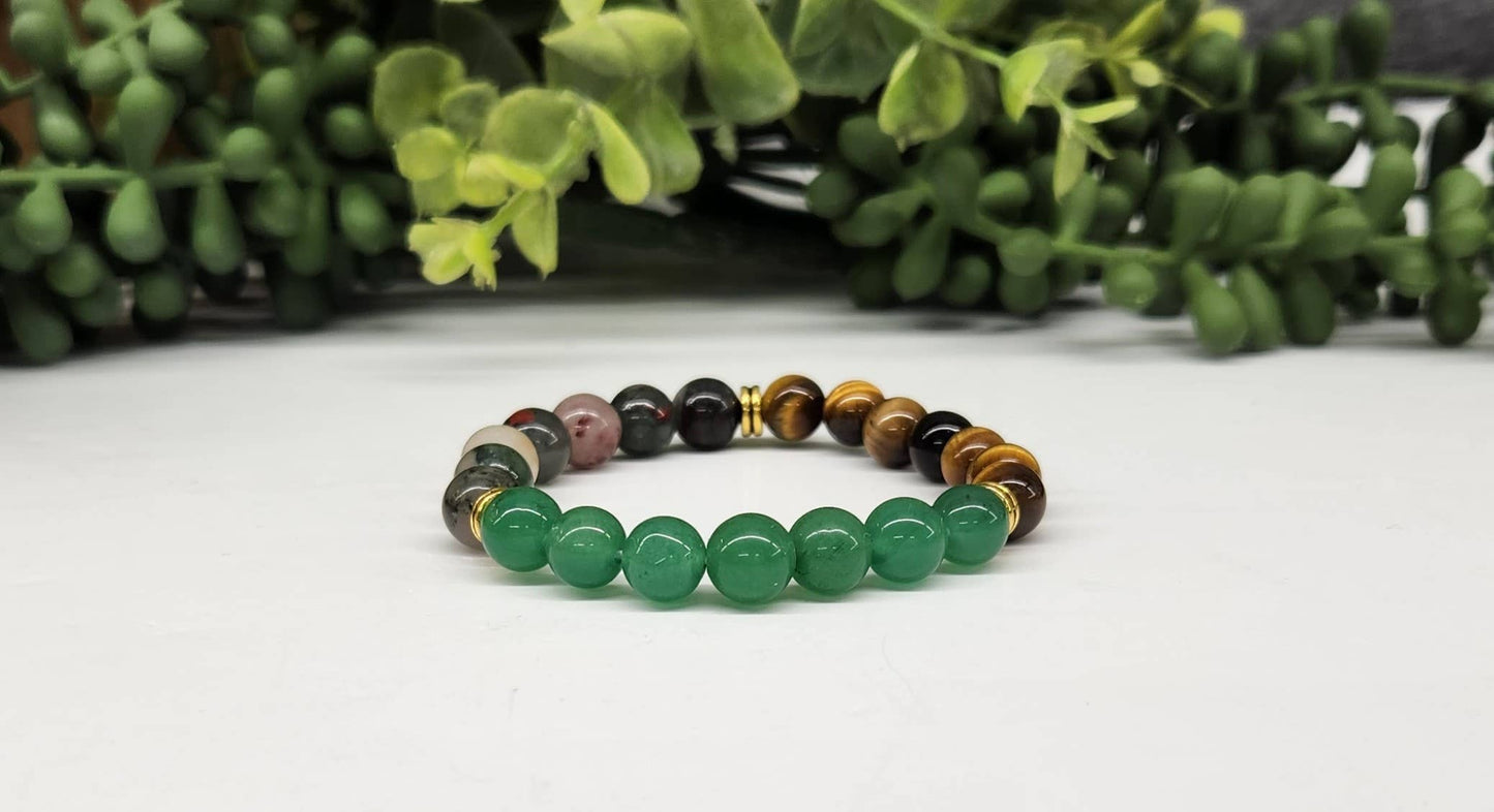 ABUNDANCE - Green Jade/Tiger Eye/Bloodstone Bracelet
