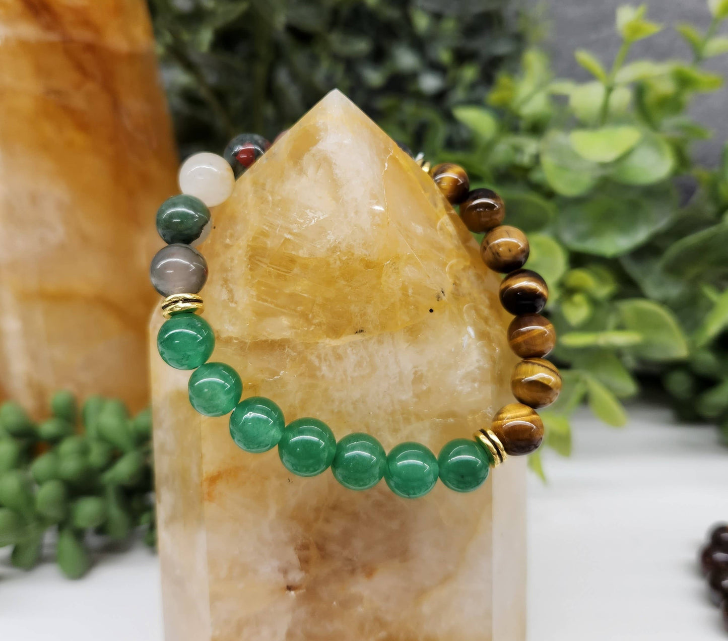 ABUNDANCE - Green Jade/Tiger Eye/Bloodstone Bracelet
