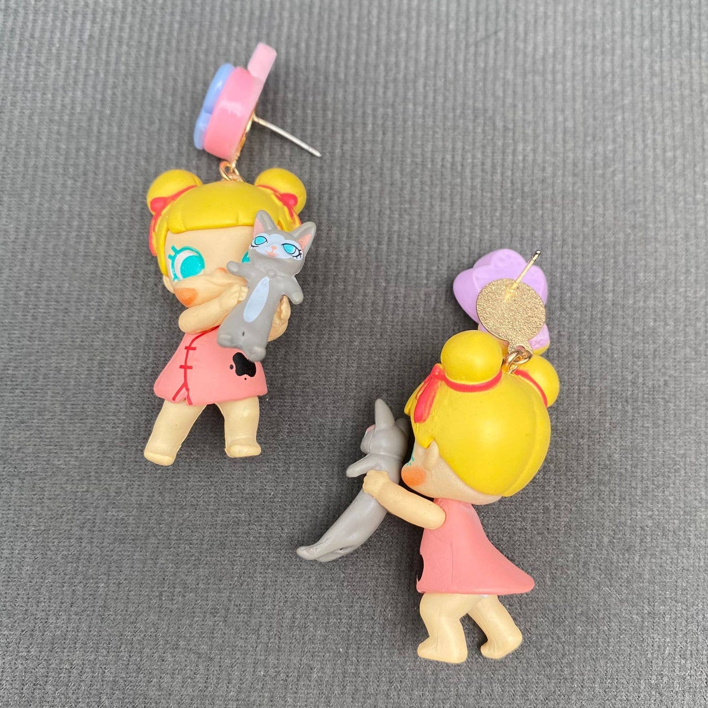 Little Girl Holding Cat Earrings