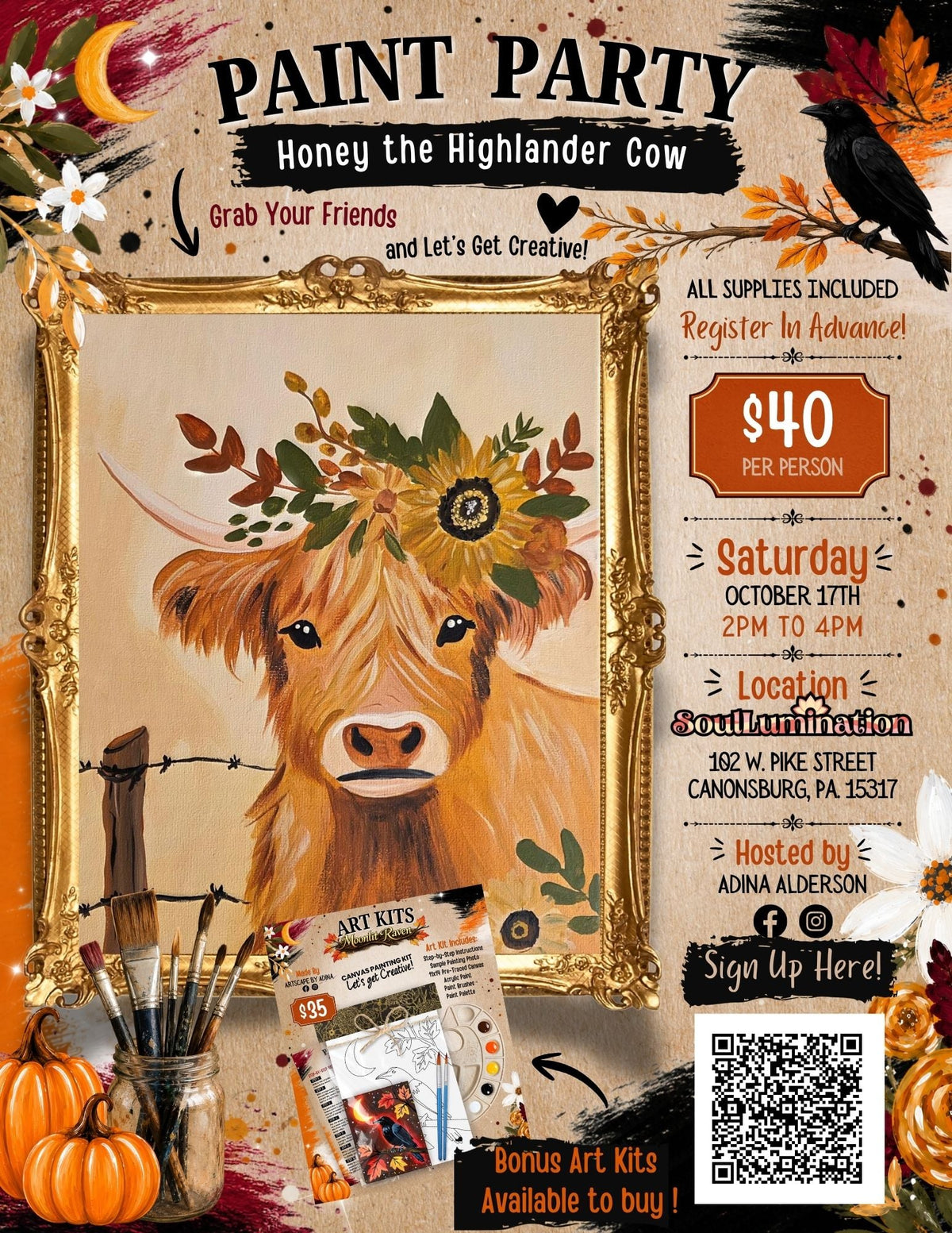 Highland Cow Paint Party - NOT SOLD OUT - Click Link to Register!